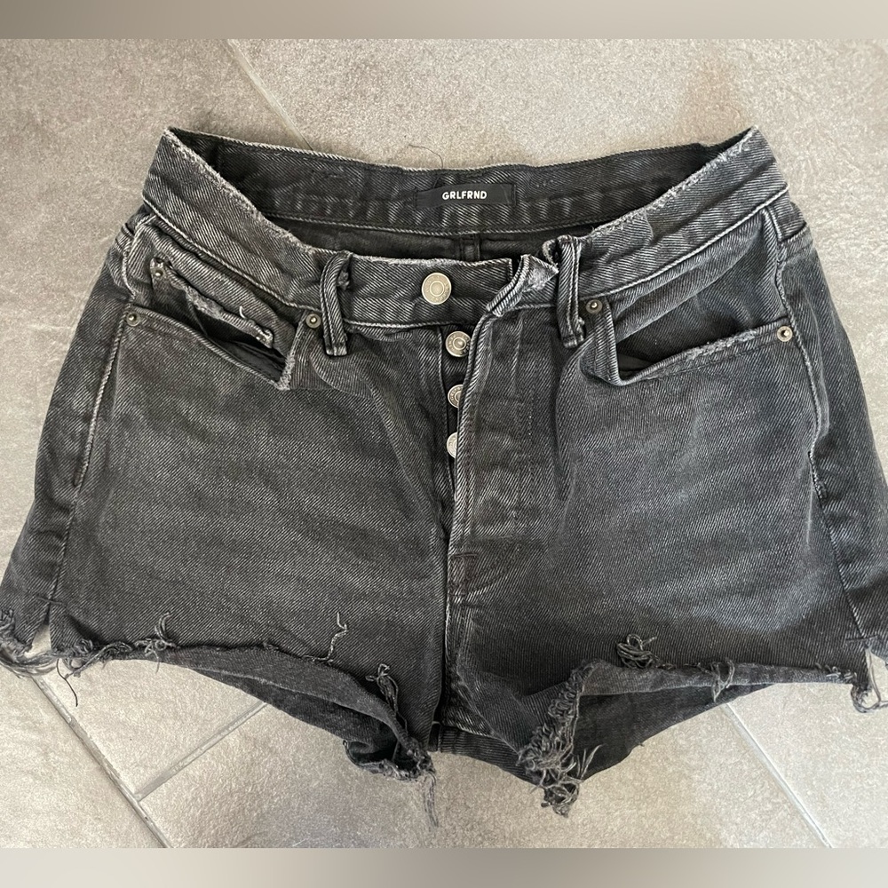 GRLFRND distressed black jean shorts size 27